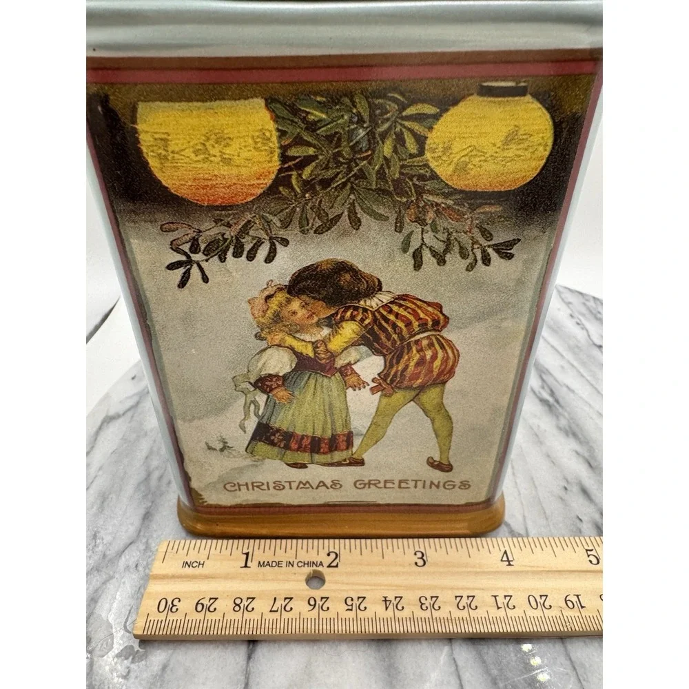 Christmas Cookie Jar Canister Vintage Style Christmas Greetings Sakura